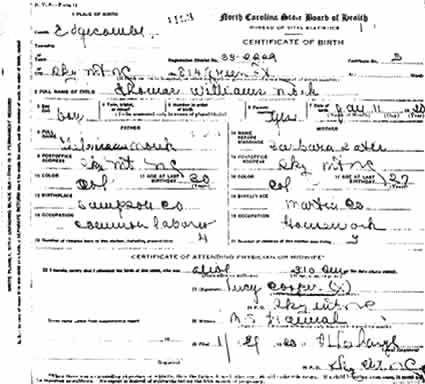 Thomas Monk's Birth Certificate